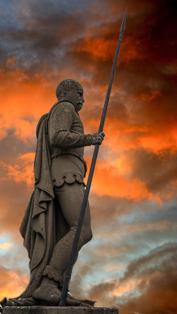 statue, hohenzollern castle, knight, chess, warrior, soldier, old, to travel